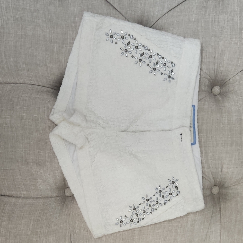 Abercrombie & Fitch White Embellished High Waist Shorts